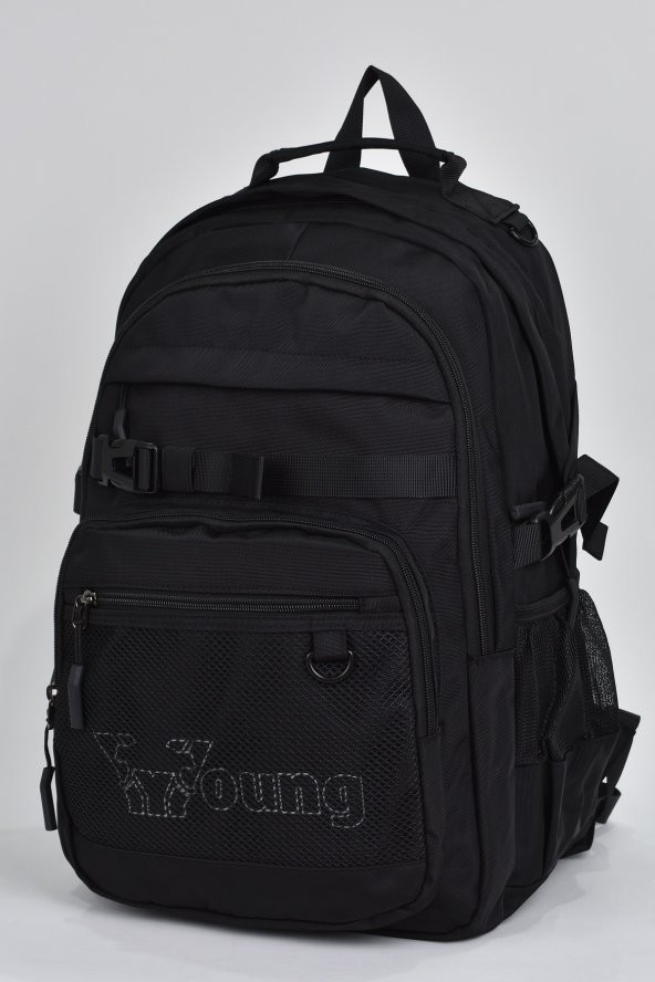 Elatae Unisex Çok Gözlü Günlük Seyahat Okul Sırt Çantası Siyah 51535 - Resim 4