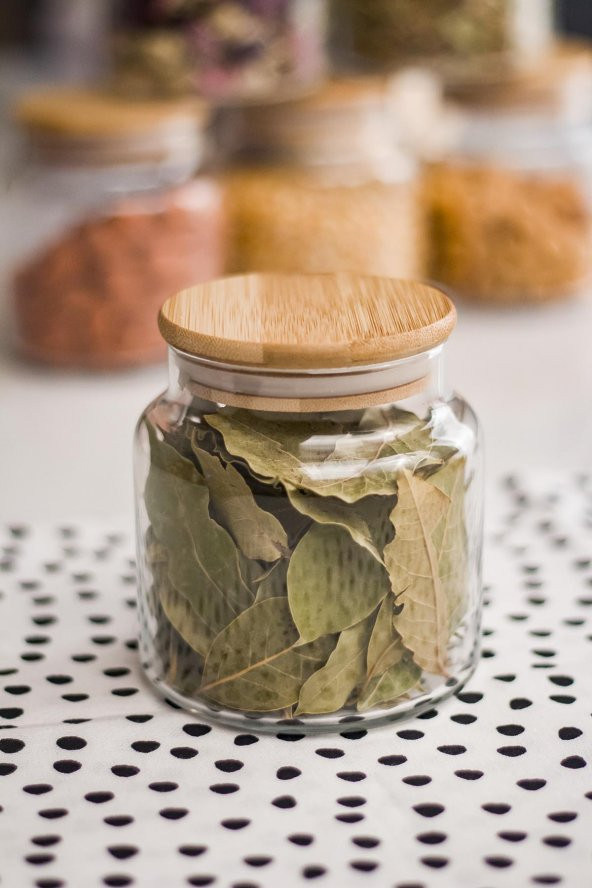 12'Li Bambu Kapaklı Cam Kavanoz & Baharat Takımı & Baharatlık Seti 500 ML ( Vakum Kapak ) - 3