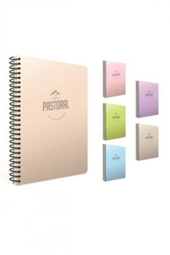 GIPTA 72 Yaprak 17x24 Pastoral Spiralli Plastik Kapak Kareli Defter 3252 (4 Adet)