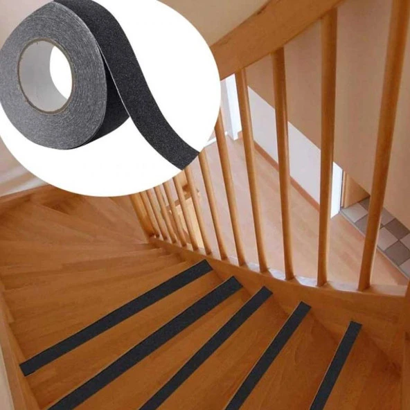 Merdiven Zemin Kaydırmaz Bant Yapışkanlı Kaymaz Bant Siyah 5 cm x 25 METRE - 2