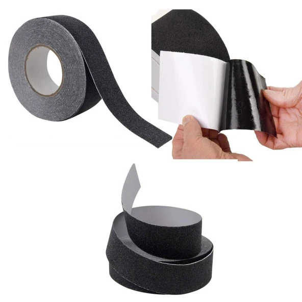 Merdiven Zemin Kaydırmaz Bant Yapışkanlı Kaymaz Bant Siyah 5 cm x 25 METRE - 3