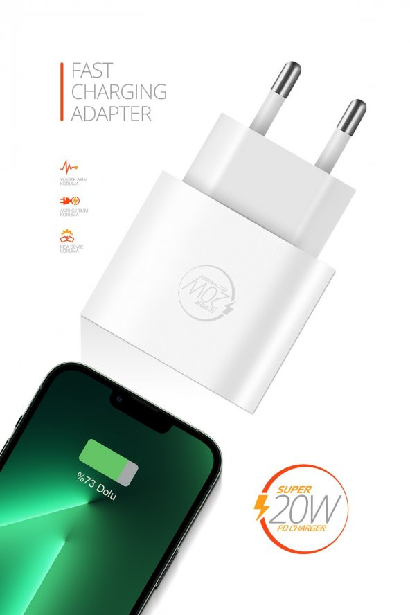 Powerway RX20 PD 20W Yeni Nesil Orjinal Iphone X-11-12-13 Pro Pro Max Uyumlu Hızlı Şarj Başlığı - 3
