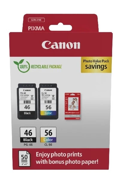 CANON PG-46 VE CL-56 ORJİNAL KARTUŞ SETİ    ( FOTOĞRAF KAĞIDI HEDİYELİ ) ürün görseli