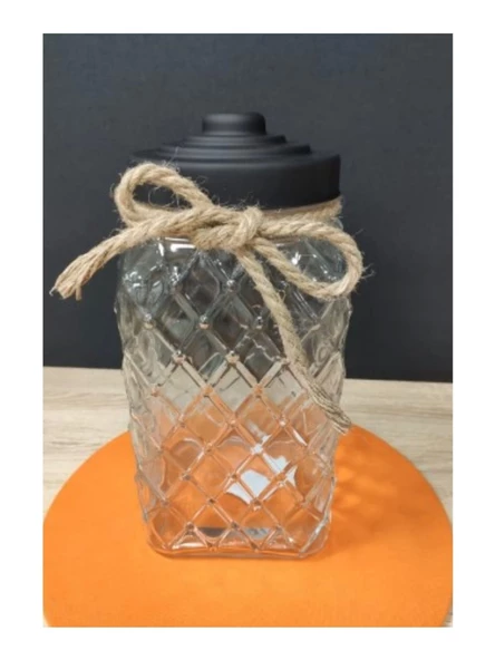 Cooker Siyah Kapaklı Cam Kavanoz 30 Cm