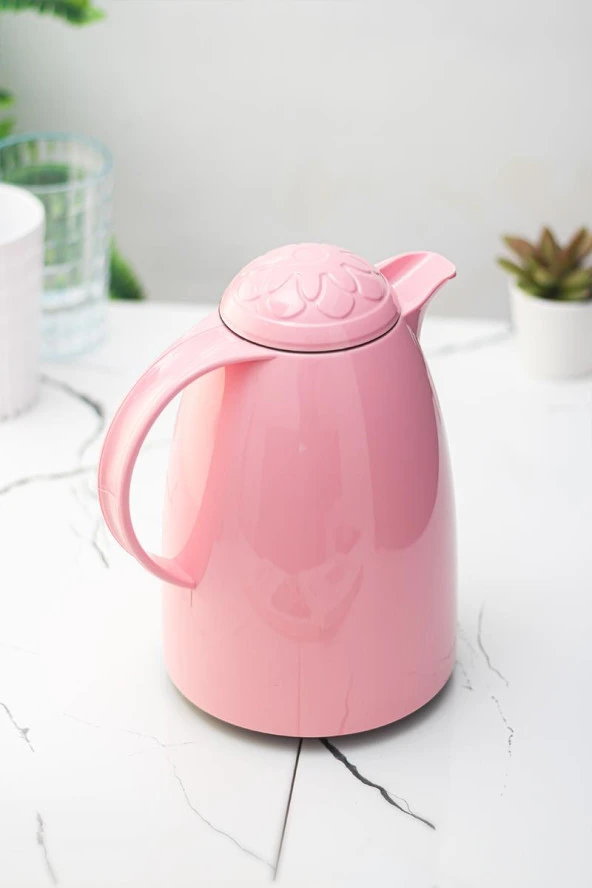 1 LT Isı Yalıtımlı Çay Ve Soğuk Su Termosu Soft Pembe (12 Saat Sıcak Tutar& İçi Camdır)