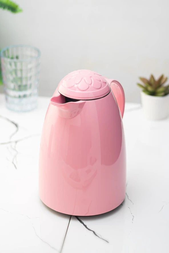 1 LT Isı Yalıtımlı Çay Ve Soğuk Su Termosu Soft Pembe (12 Saat Sıcak Tutar& İçi Camdır) - 3