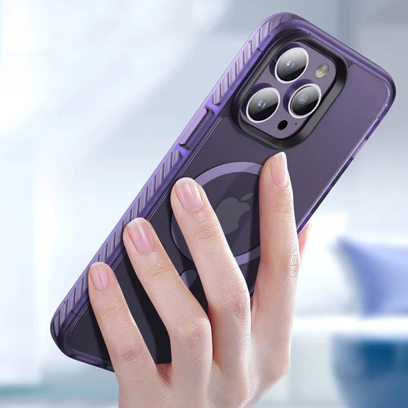 Apple iPhone 14 Pro Kılıf Mat Arka Yüzey Wireless Şarj Özellikli Zore Locik Kılıf - Resim 5