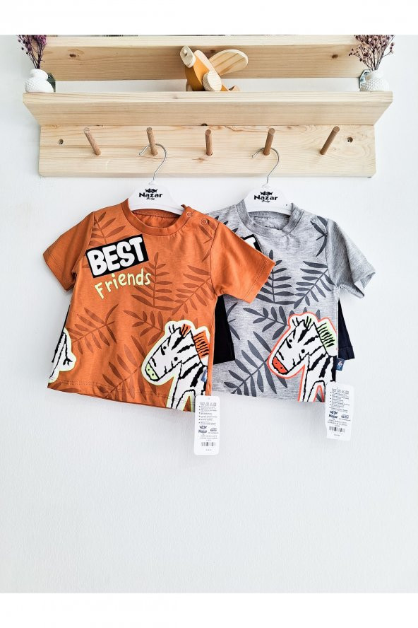 Zebra Baskılı Tişört Şort 2li Takım Süprem Kumaş - 2li Set - Erkek Çocuk - 9-24 Ay