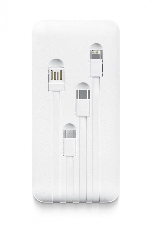 Powerway 10.000 Mah Kablolu Dijital Göstergeli Gerçek 10.000 Mah Garantili İnce Tasarım TX108 Beyaz Powerbank - 2