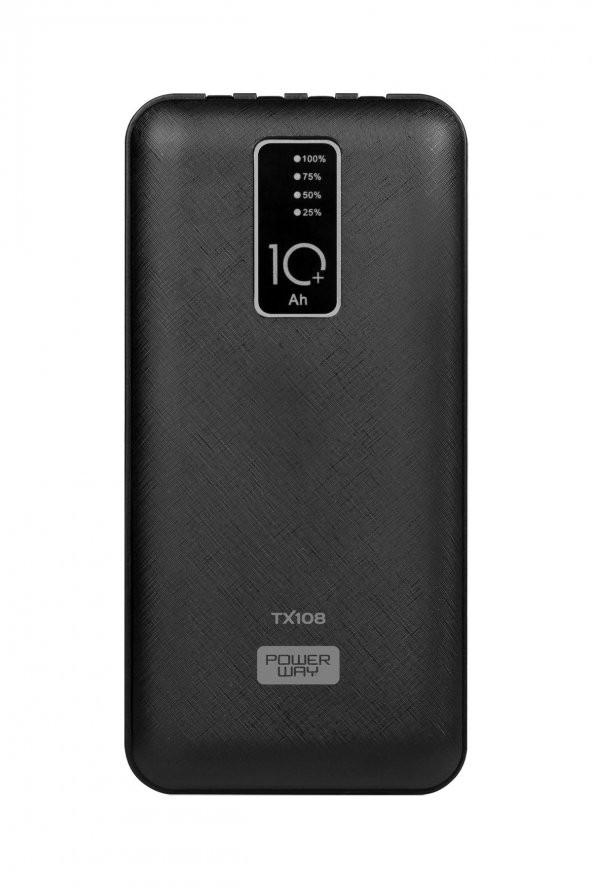 Powerway 10.000 Mah Kablolu Dijital Göstergeli Gerçek 10.000 Mah Garantili İnce Tasarım TX108 Siyah Powerbank - 3
