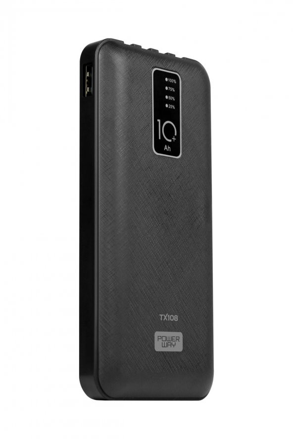 Powerway 10.000 Mah Kablolu Dijital Göstergeli Gerçek 10.000 Mah Garantili İnce Tasarım TX108 Siyah Powerbank - 4