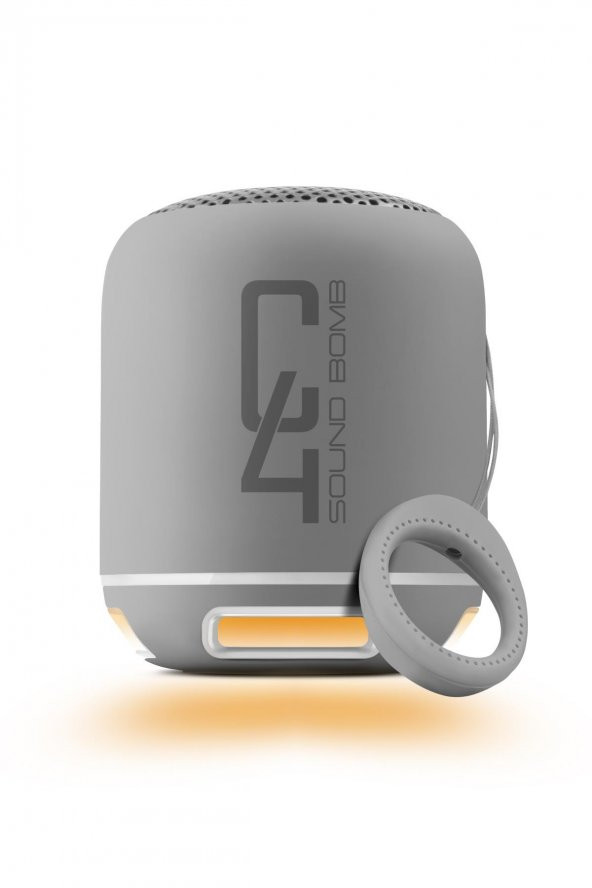 Powerway C4 Gümüş Taşınabilir Bluetooth Hoparlör Ses Bombası Yüksek Ses Gücü Sese Duyarlı Led Işık
