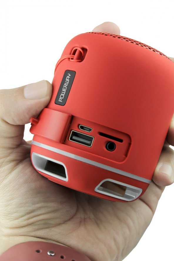 Powerway C4 Kırmızı Taşınabilir Bluetooth Hoparlör Ses Bombası Yüksek Ses Gücü Sese Duyarlı Led Işık - 4