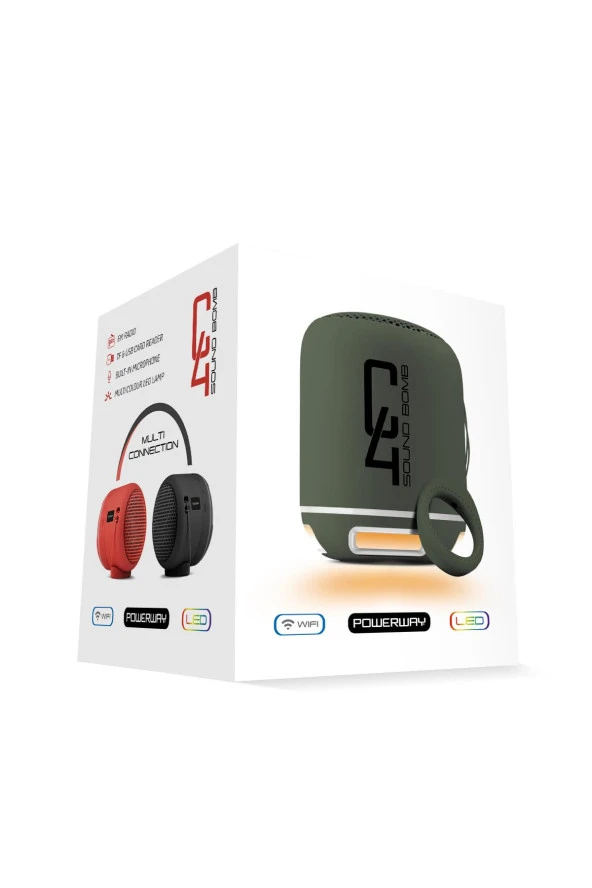 Powerway C4 Yeşil Taşınabilir Bluetooth Hoparlör Ses Bombası Yüksek Ses Gücü Sese Duyarlı Led Işık - 5