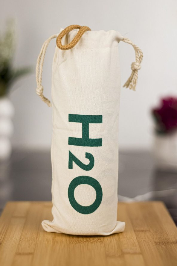 H2o Borosilikat Cam Matara Bambu Vakum Kapaklı Su Şişesi Suluk (Kumaş Kılıf Hediyeli) 600 ML - 4