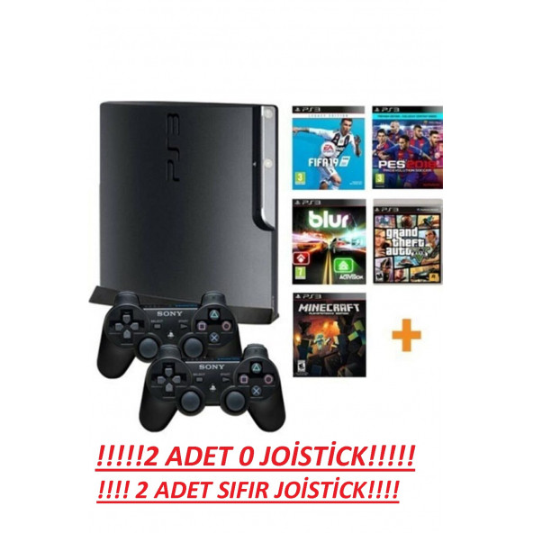 Sony Playstation 3 +Slim Kasa+ 500GB + 180 Oyun+ 2 Sıfır Joistick +1 Yıl Garanti
