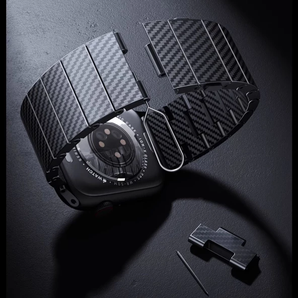 Apple Watch Ultra 49mm Zore KRD-90 600D Karbon Fiber Kordon - Resim 5