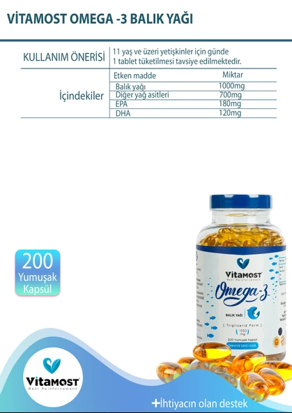 Omega 3 Balık Yağı 200 Yumuşak Kapsül - 5