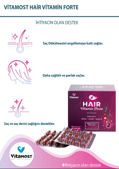 Hair Vitamin Forte Biotin Keratin At Kuyruğu Selenyum Çinko Saç Vitamini 120 Softgel - 3