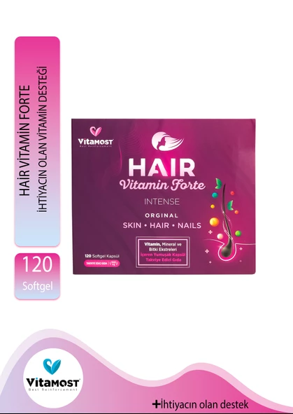 Hair Vitamin Forte Biotin Keratin At Kuyruğu Selenyum Çinko Saç Vitamini 120 Softgel