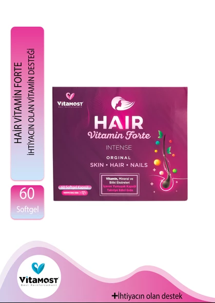 Hair Vitamin Forte Biotin Keratin At Kuyruğu Selenyum Çinko Saç Vitamini 60 Softgel
