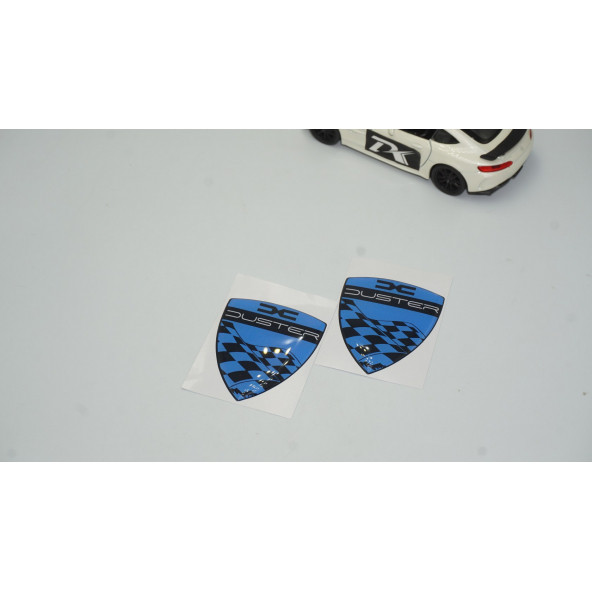 Dacia Duster Çamurluk Yanı Damla Desen Mavi Logo Arma Seti - Resim 2