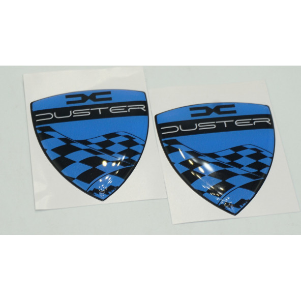 Dacia Duster Çamurluk Yanı Damla Desen Mavi Logo Arma Seti - Resim 3