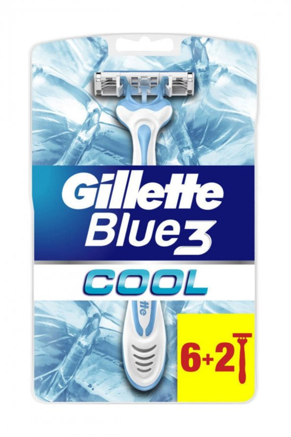 Gillette Blue3 cool  açık mavi Kullan At Vakumlu 6+2 set