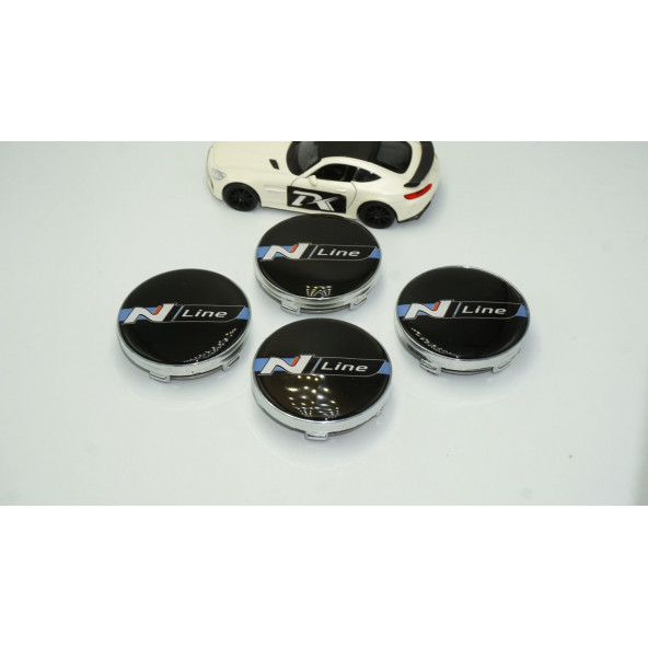 Hyundai N Line Logo Gümüş Siyah Jant Göbeği Kapak Seti 60mm - 2