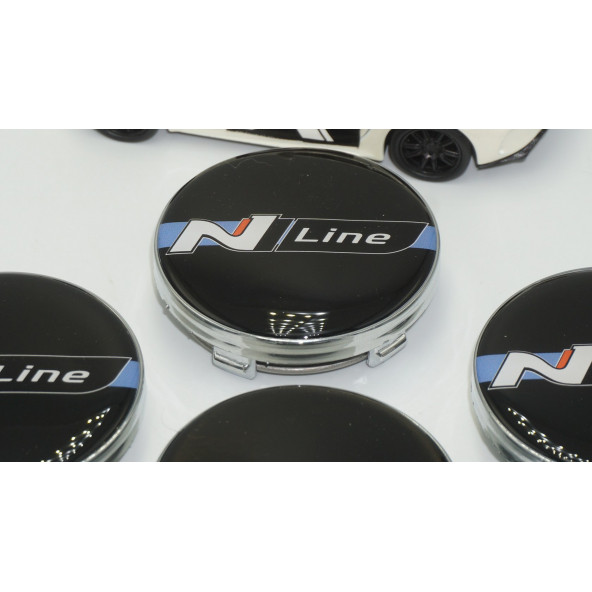 Hyundai N Line Logo Gümüş Siyah Jant Göbeği Kapak Seti 60mm - 3