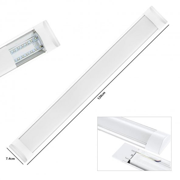 LED BANT ARMATÜR 220V 40W 120CM BEYAZ (2 ADET) HIGHTEK HT-0001 - 1
