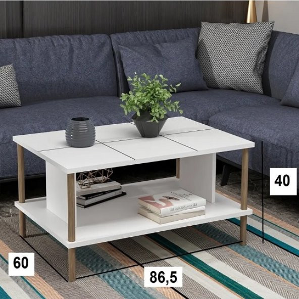 BMdekor Orta Sehpa Alone Beyaz - Resim 4