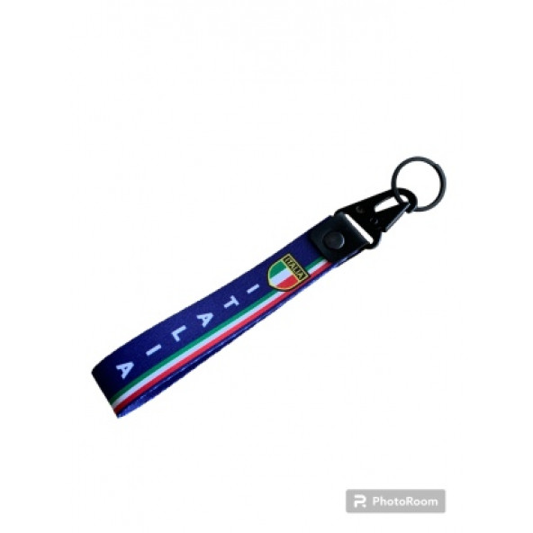 ITALIA YAZILI NAYLON KUMAŞ ANAHTARLIK (ITALIA BAYRAKLI) ürün görseli