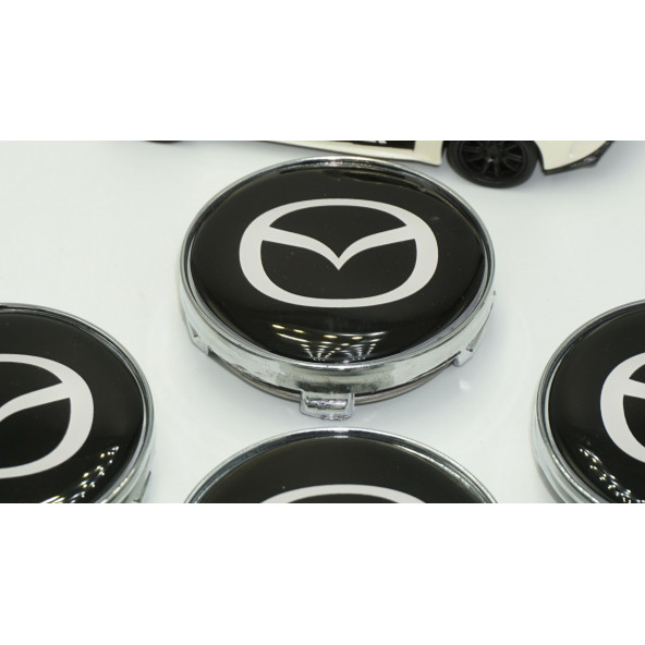 Mazda Jant Göbeği Gümüş Siyah Kapak Seti 60mm - Resim 3