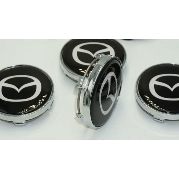 Mazda Jant Göbeği Gümüş Siyah Kapak Seti 60mm - Resim 4