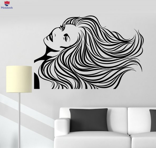 Dekorasyon Duvar Sticker Güzellik Salonu Uzun Saç Kadın Spa Berber Çıkartmalar Benzersiz Hediyelik