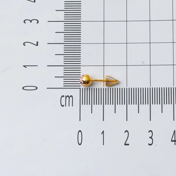 5 mm. Vidalı 14 Ayar Altın Top Küpe - 5