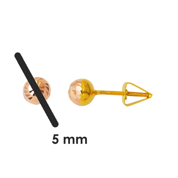 5 mm. Vidalı 14 Ayar Altın Top Küpe - 6