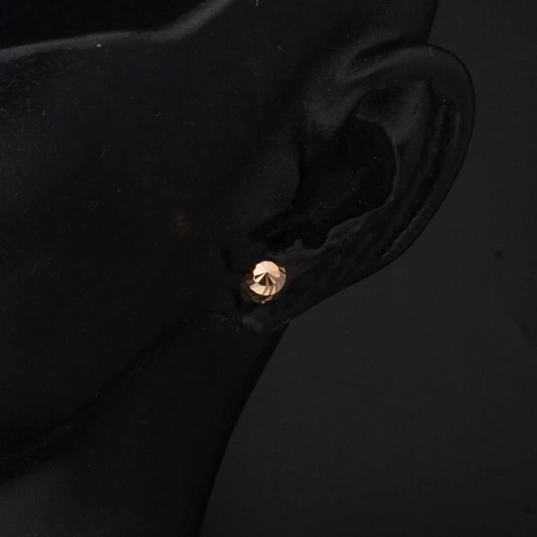 5 mm. Vidalı 14 Ayar Altın Top Küpe - 2