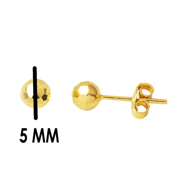 Petek 14 Ayar Altın Top Küpe 5 mm. - 6