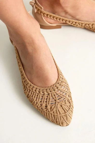 Papuç Sepeti Spr 710 Kadın Hasır Örme  Günlük Babet Ayakkabı - Resim 9