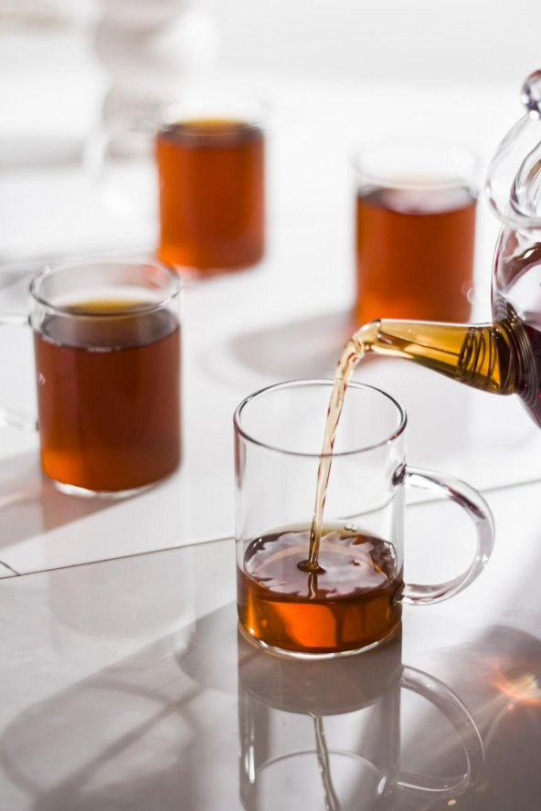Cam Çaydanlık Ve Cam Kupa Seti Cam Bardak Çay Kahve Takımı (9 parça) - 12