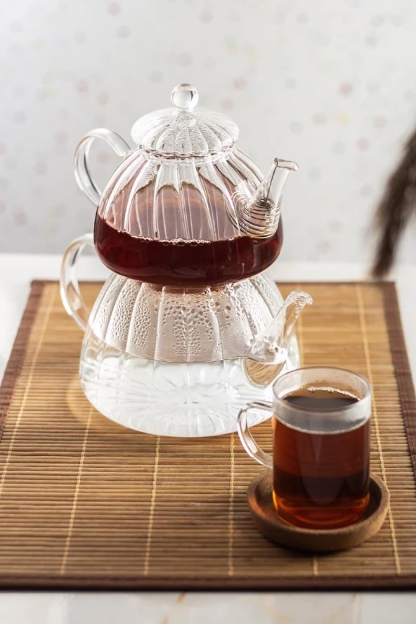 Ginata Isaya Dayanıklı Borosilikat Cam Çaydanlık 750 / 1300 ML