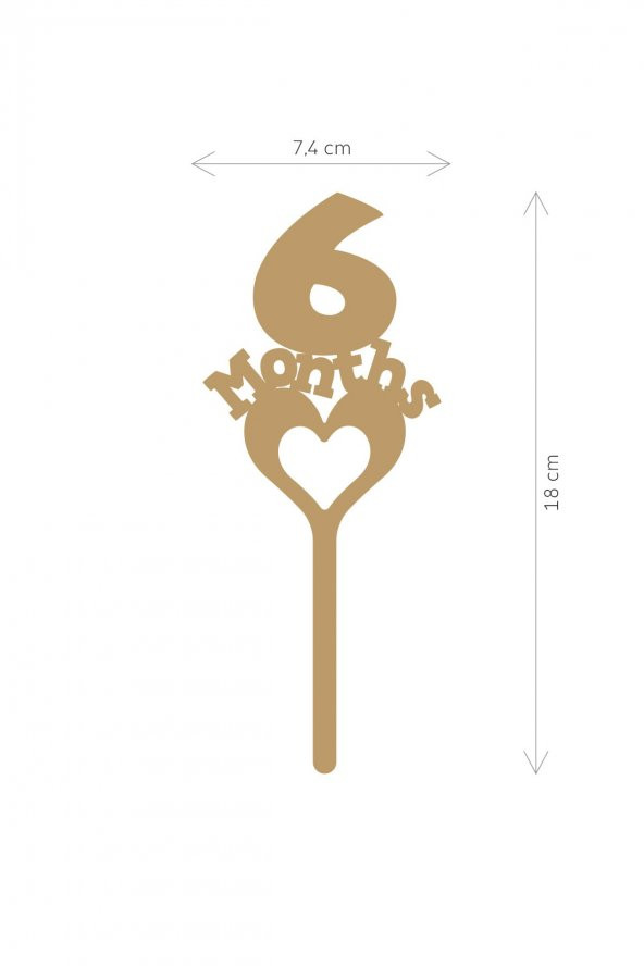 Gold 6 Months Yazılı Ayna Pleksi Pasta Üstü & Doğum Günü Partisi & Pleksi Pasta Süsü - 2