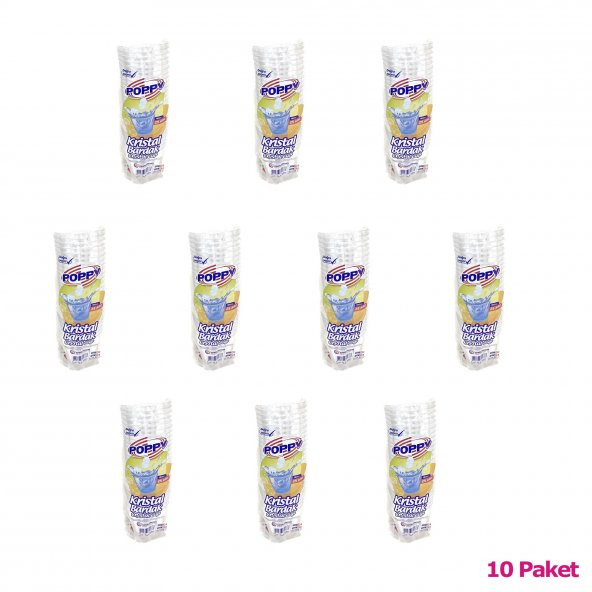 Poppy Şeffaf Plastik Kristal Bardak - 180 Cc. - 180 Ml. - 25 Adetlik 10 Paket - 2
