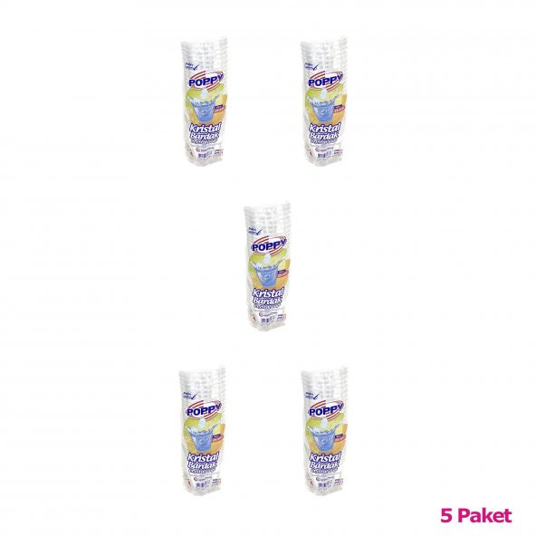 Poppy Şeffaf Plastik Kristal Bardak - 180 Cc. - 180 Ml. - 25 Adetlik 5 Paket - 2