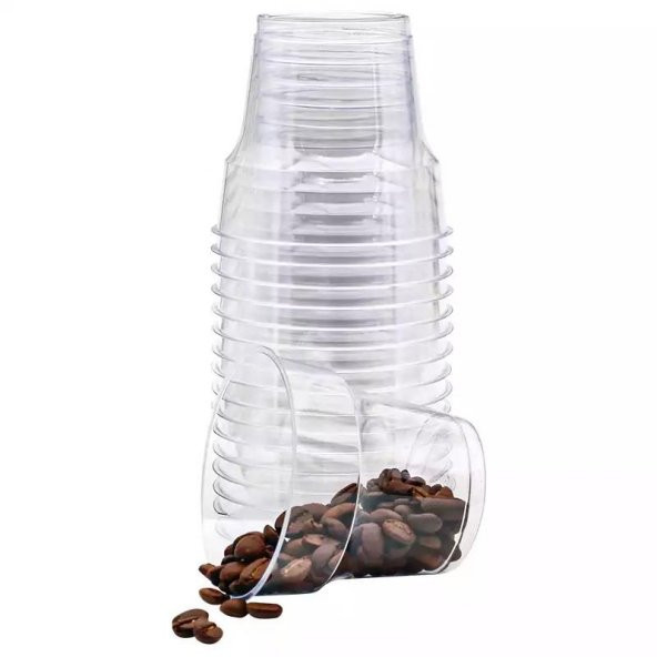 Poppy Şeffaf Plastik Kristal Bardak - 180 Cc. - 180 Ml. - 25 Adetlik 5 Paket - 5