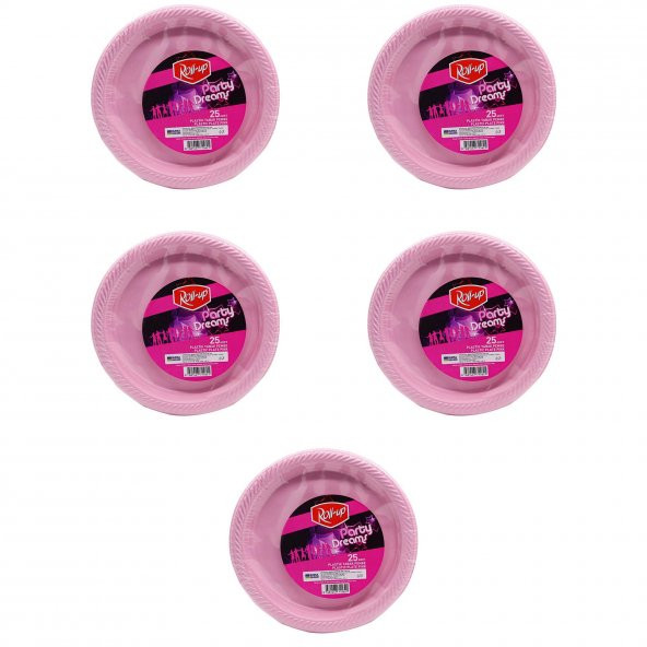 Roll-Up Kullan At Renkli Pembe Parti Davet Plastik Tabak - 22 Cm. - 25 Adetlik 5 Paket ürün görseli