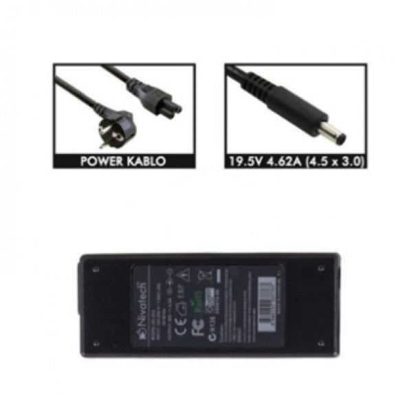 Nivatech BC904 DELL 19,5V 4,62A (4.5*3.0mm) Adaptö - 2