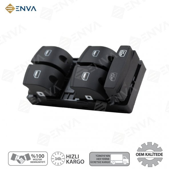 Enva AUDİ A3 SOL ÖN DÖRTLÜ CAM AÇMA DÜĞMESİ ANAHTARI 2004-2011 - 2